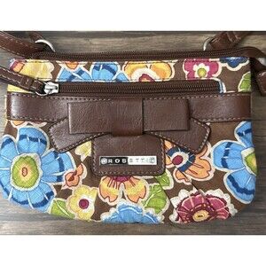 Rosetti Floral Canvas Crossbody Bag | 8.5 x 5.5 x 2 | Strap Adjusts Out To 52in